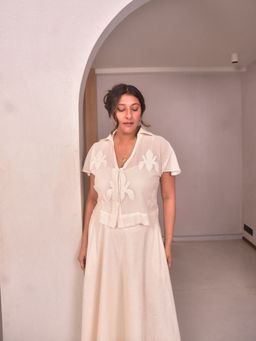 WHY SO BLUE - Amara Applique Cotton Net Shirt