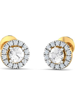 KuberBox - 18K Basak Halo Earrings for Women and Girls