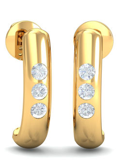 KuberBox - 18K Bilge J-Hoop Earrings for Women and Girls