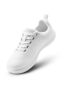 Frido - Womens White Zero Drop Design Cloud Comfort Walking Lace Up Shoes