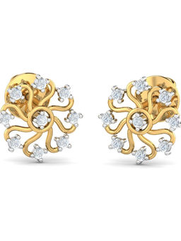 KuberBox - 18K Ebru Stud Earrings for Women and Girls
