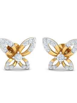 KuberBox - 14K Girly Butterfly Stud Earrings for Women and Girls