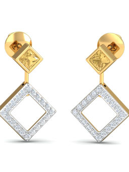 KuberBox - 18K Adina Yellow Drop Earrings for Women and Girls