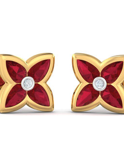 KuberBox - 18K Avital Red Stud Earrings for Women and Girls