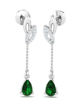 KuberBox - 18K Ayala Green Long Earrings for Women and Girls