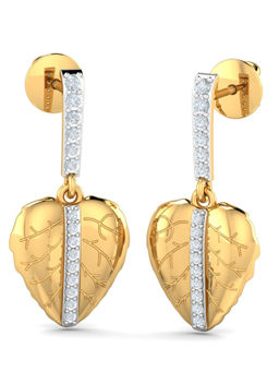 KuberBox - 18K Sheva Leafy Drop Earrings for Women and Girls