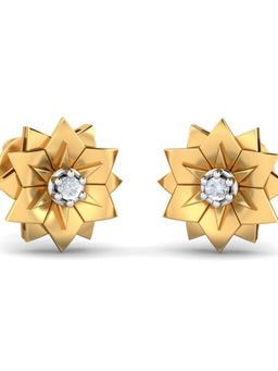 KuberBox - 18K Batya Flr'l Stud Earrings for Women and Girls