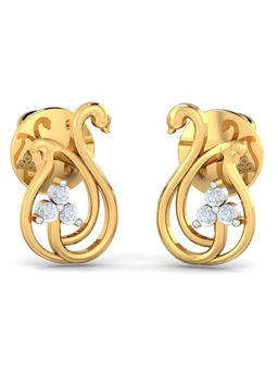KuberBox - 14K Kofi Swan Stud Earrings for Women and Girls