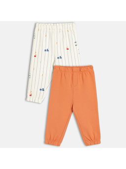 MINI KLUB - Cotton Printed and Solid Knit Joggers (Pack Of 2)