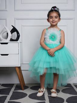 Toy Balloon Kids - Rama Green Hi Low Girls Party Wear Dress