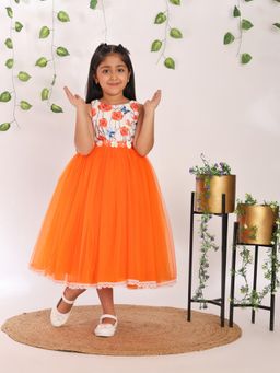 Toy Balloon Kids - Orange Girls Party Wear Dress