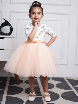 Toy Balloon Kids - Light Peach Knee Length Girls Party Wear Dress