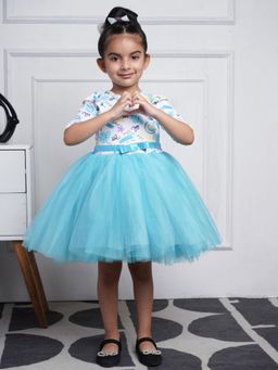 Toy Balloon Kids - Sky Blue Knee Length Girls Party Wear Dress