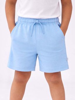 Somersault - Boys Solid Blue Cotton Above Knee Shorts
