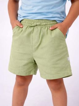 Somersault - Boys Solid Green Cotton Above Knee Shorts