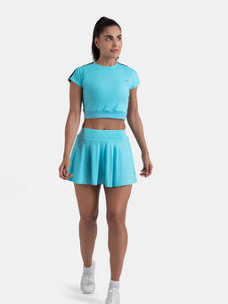 STRCH - Flex Sky Blue Solid Flare Fit High Rise Tennis Skort