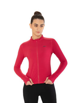 STRCH - Pink Solid Slim Fit Full Sleeve Active Jacket