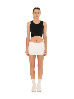 STRCH - Flex White Solid Flare Fit High Rise Tennis Skort