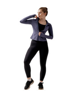STRCH - Lilac Blue Solid Slim Fit Full Sleeve Active Jacket
