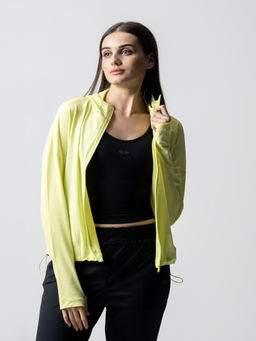 STRCH - Neon Green Solid Regular Fit Full Sleeve Workout Jacket