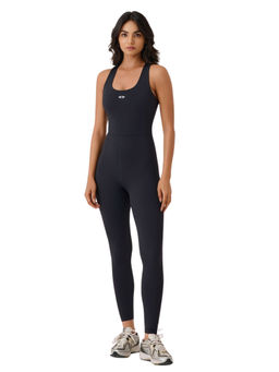 STRCH - Black Solid Slim Fit Sleeveless Play Core Sculpting Bodysuit