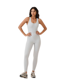 STRCH - Grey Solid Slim Fit Sleeveless Play Core Sculpting Bodysuit