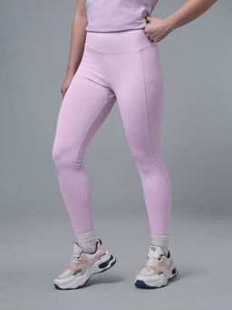 Technosport - Women Solid Slim Fit Sports Purple Tights with Elastic Plus