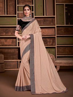 Odette - Peach Silk Georgette Designer Saree with Unstitched Blouse