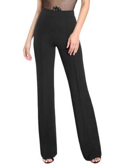 KOTTY - Women Black Polyester Blend Solid High Waist Trouser