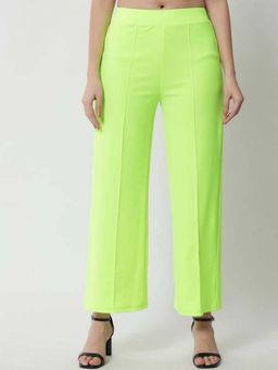 KOTTY - Women Green Polyester Blend Solid High Waist Trouser
