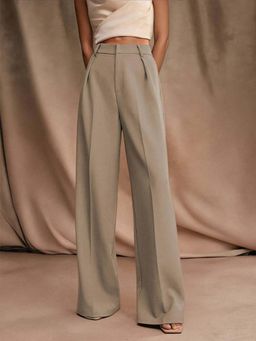 KOTTY - Women Green Polyester Blend Solid High Waist Trouser
