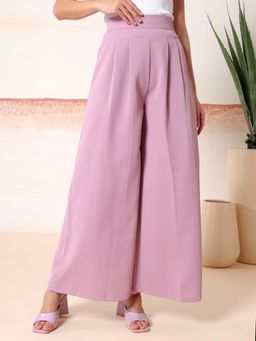 KOTTY - Women Lavender Polyester Blend Solid High Waist Trouser