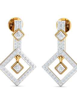 KuberBox - 14K Femi Square Drop Earrings for Women and Girls