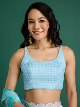 Gajra Gang - Blue Embroidered Stitched Blouse Nani's Almari