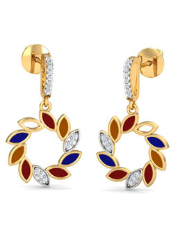 KuberBox - 14K Rang-Chakra Drop Earrings for Women and Girls