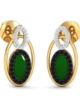 KuberBox - 18K Medu Enamel Stud Earrings for Women and Girls