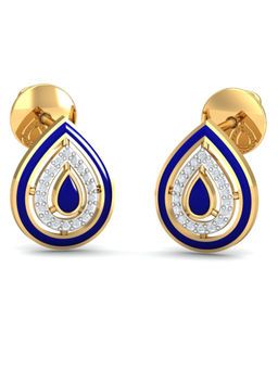 KuberBox - 14K Betel Enamel Stud Earrings for Women and Girls
