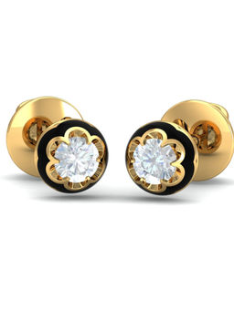 KuberBox - 14K Floral Enamel Solitaire Earrings for Women and Girls
