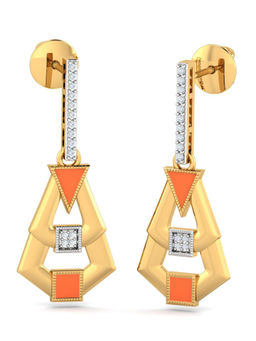 KuberBox - 14K Cedar Enamel Dangle Earrings for Women and Girls