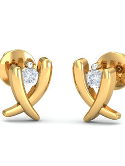 KuberBox - 18K Lolita Solitaire Stud Earrings for Women and Girls