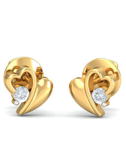 KuberBox - 18K Solitaire Heart Stud Earrings for Women and Girls