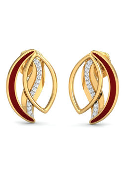 KuberBox - 14K Shimmer Enamel Stud Earrings for Women and Girls