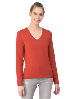 WOODS - Solid/Plain Orange Sweater