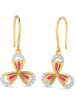KuberBox - 18K Enamelled Lily Hook Earrings for Women and Girls