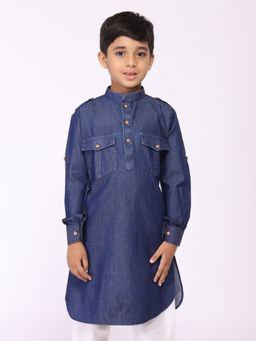 TABARD - Denim Solid Blue Kurta