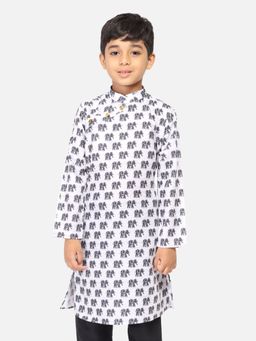 TABARD - Cotton Printed Black Kurta