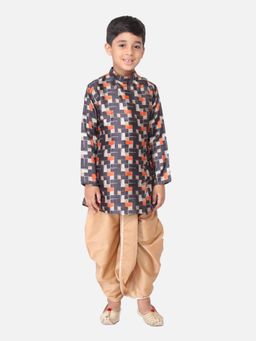 TABARD - Cotton Printed Black Kurta