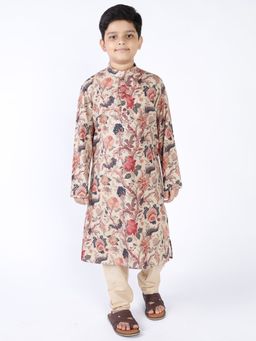 TABARD - Cotton Printed Beige Kurta