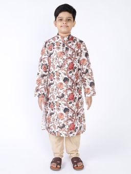 TABARD - Cotton Printed White Kurta