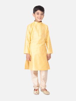 TABARD - Jacquard Printed Yellow Ethnic Wear Kurta (Set of 2)